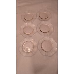 Vintage Pink Depression Glass Salad Dessert Plates American Sweetheart Set Of 6